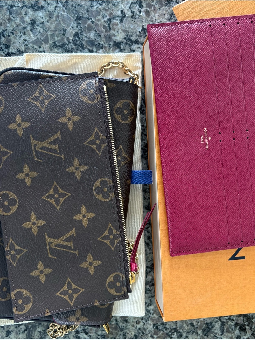 Louis Vuitton Brown Monogram Crossbody Wallet with Gold Chain - Picture 2 of 16